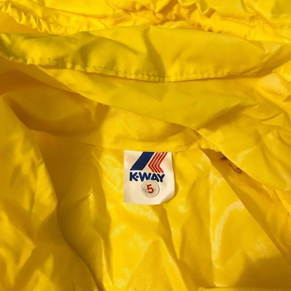 Vintage K Way Yellow Windbreaker Size 5 Packable Raincoat Jacket Unisex - Picture 2 of 12